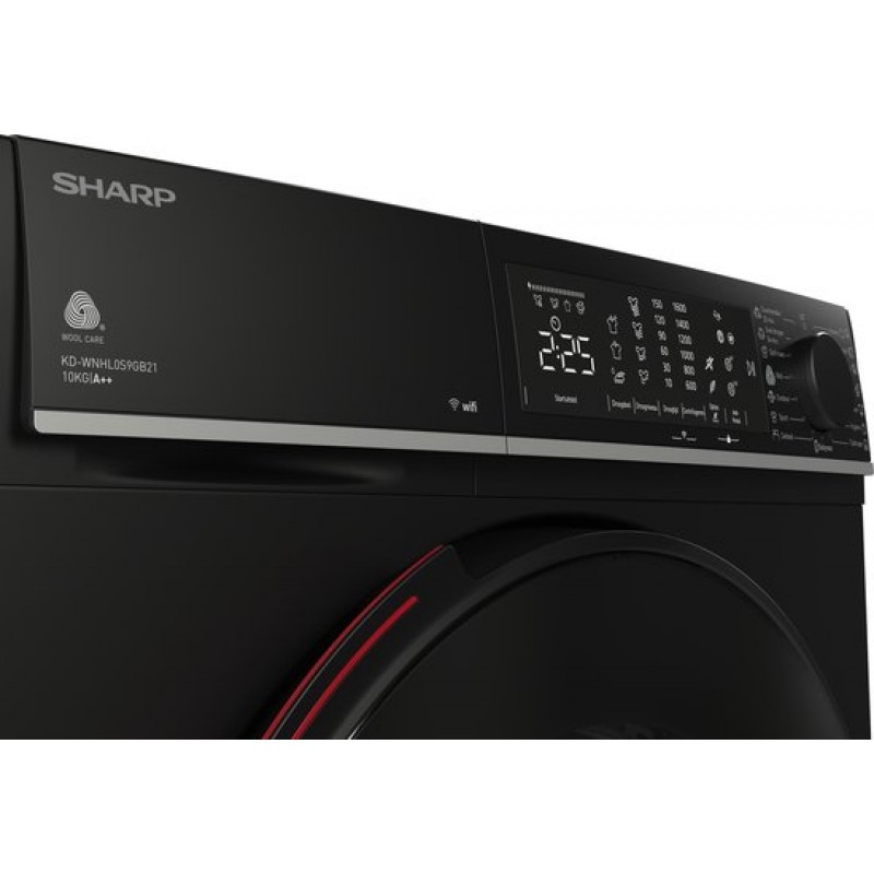Sharp KDWNHL0S9GB21BX - warmtepomp droger - 10KG - energie klasse A++ - WIFI - Mat Zwart