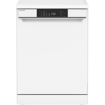 Sharp-QWNA1FF45DWEU-vrijstaande vaatwasser-energieklasse D-besteklade-wit