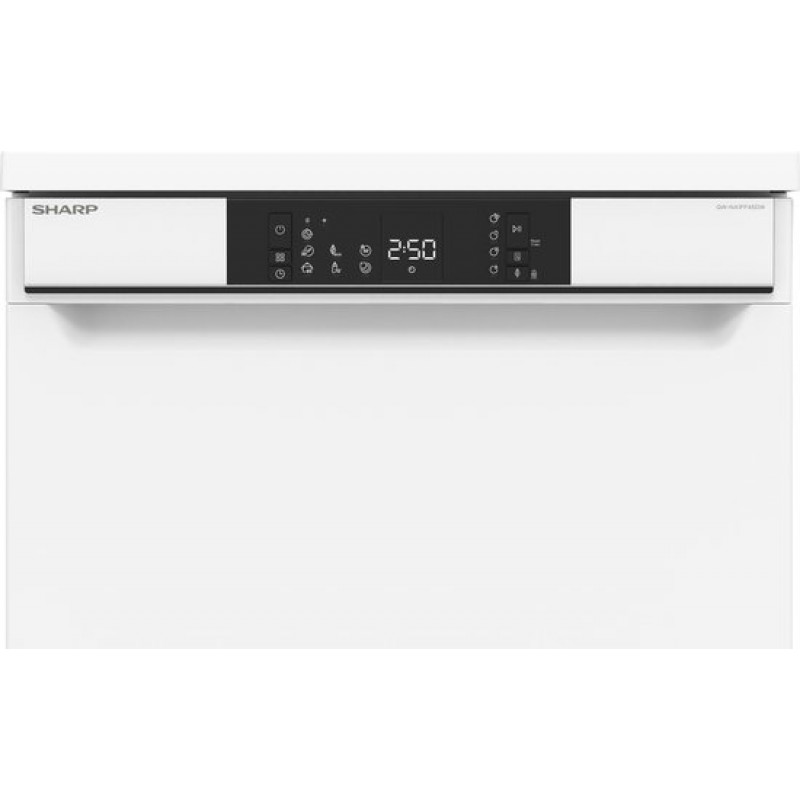 Sharp-QWNA1FF45DWEU-vrijstaande vaatwasser-energieklasse D-besteklade-wit