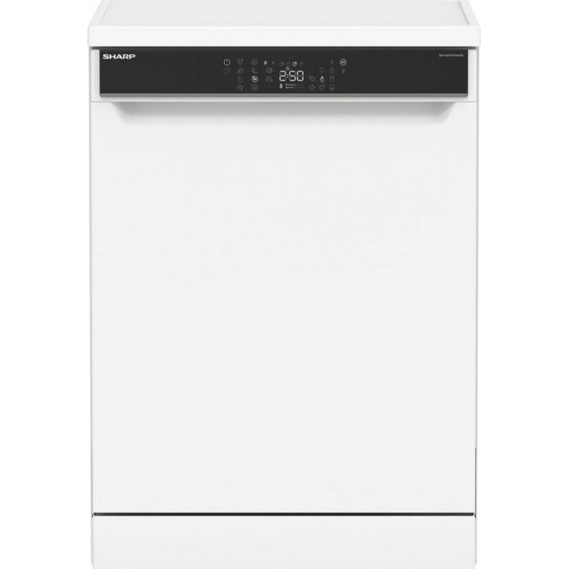 Sharp QWNA4YF44AWEU - vrijstaande vaatwasser - energie label A - 14 couverts - besteklade + topsproeier - wit
