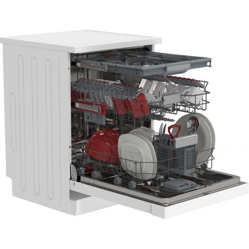 Sharp QWNA4YF44AWEU - vrijstaande vaatwasser - energie label A - 14 couverts - besteklade + topsproeier - wit