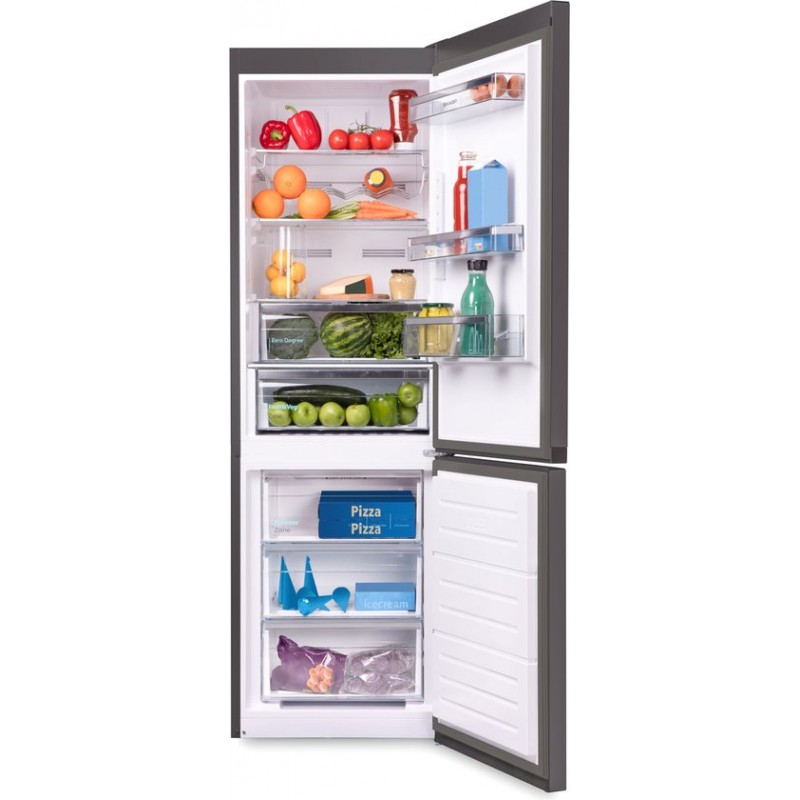 Sharp SJNBA31DMXACEU - Koel-vriescombinatie - No Frost - Dark Inox - Ideale koelkast voor gezinnen