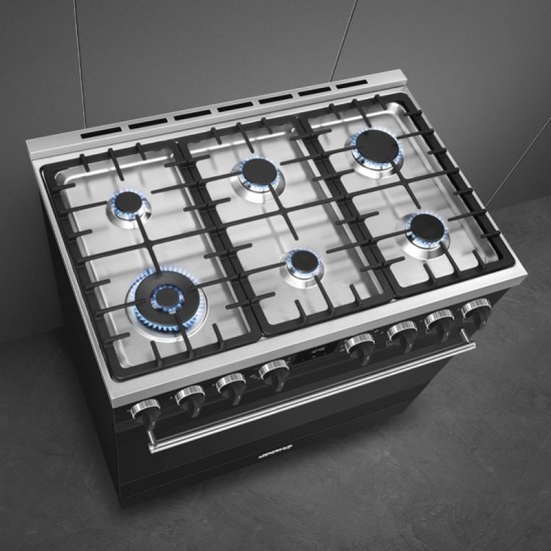 SMEG B91GMMBNLK2 - Gasfornuis - 90 cm - Mat Zwart