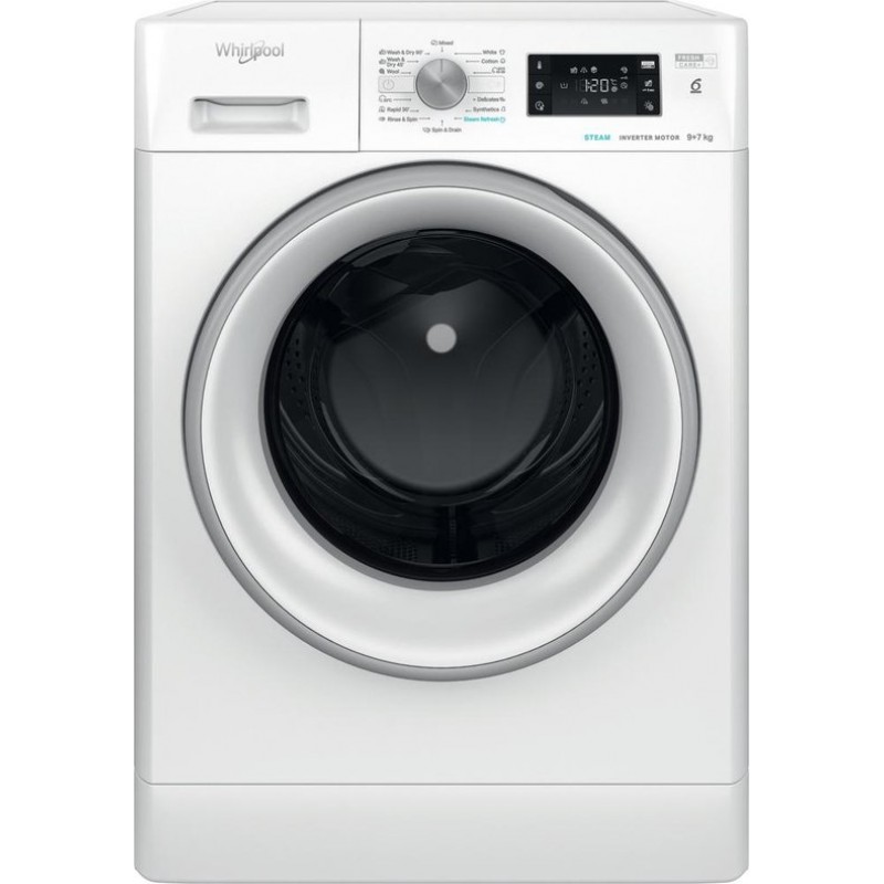 Whirlpool FFWDB 976258 SV EE, Voorbelading, Vrijstaand, Wit, Links, 9 kg, 1600 RPM