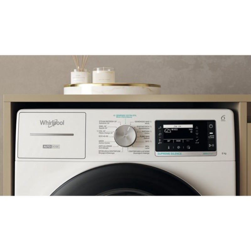Whirlpool W8 89AD SILENCE BE wasmachine 8 kg -Stoom -Autodose