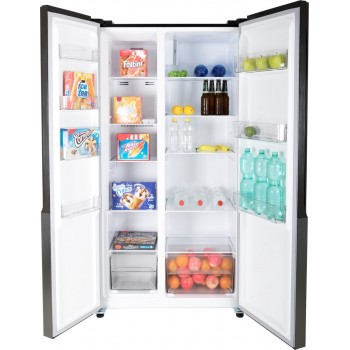 Exquisit SBS135-040FDI - Amerikaanse Koelkast - Met Display - No Frost - Super Freeze functie - 442 Liter - 40dB - Zwart - RVS