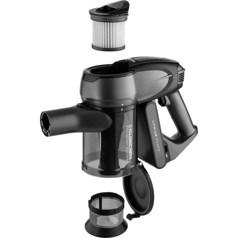 Sencor SVC 0725BK – Steelstofzuiger draadloos – 4-in-1 steelstofzuiger – Zonder zak – 400 W – Lichtgewicht – Steelstofzuiger met dweilfunctie – UV-licht – HEPA cycloonfiltersysteem – kruimeldief - 360°-technologie – Zwart