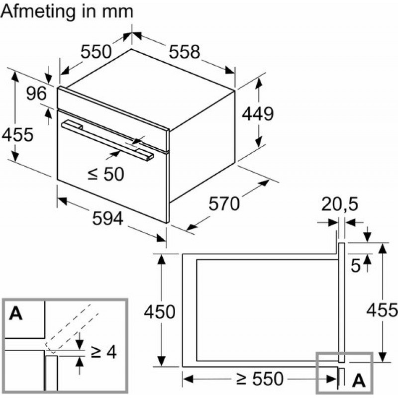 Siemens CM585AGS1 - iQ500 - Inbouwoven met magnetronfunctie - 60x45 cm - 44 l - Zwart - Eenvoudig te reinigen: Hydrolyse