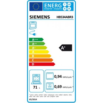 Siemens HB534ABR3 - iQ300 - Inbouwoven - 71 l - Eenvoudig reinigen: hydrolyse - Inox
