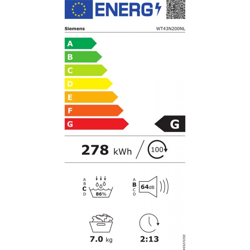 Siemens WT43N200NL - iQ300 - Wasdroger - Condensdroger - 7kg
